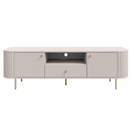 Komoda pod TV beżowa 180 cm zaokrąglone boki frez 321 OLIVO